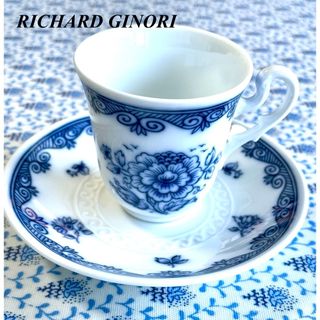 美品 Richard Ginori リチャードジノリ ベッキオホワイト デミタスカップ＆ソーサー 1客 ペア SY7013E