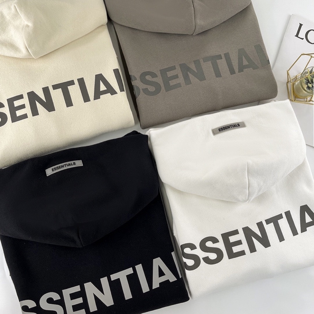 ESSENTIALS パーカー男女兼用 高級感 フート付き 後ろLOGO