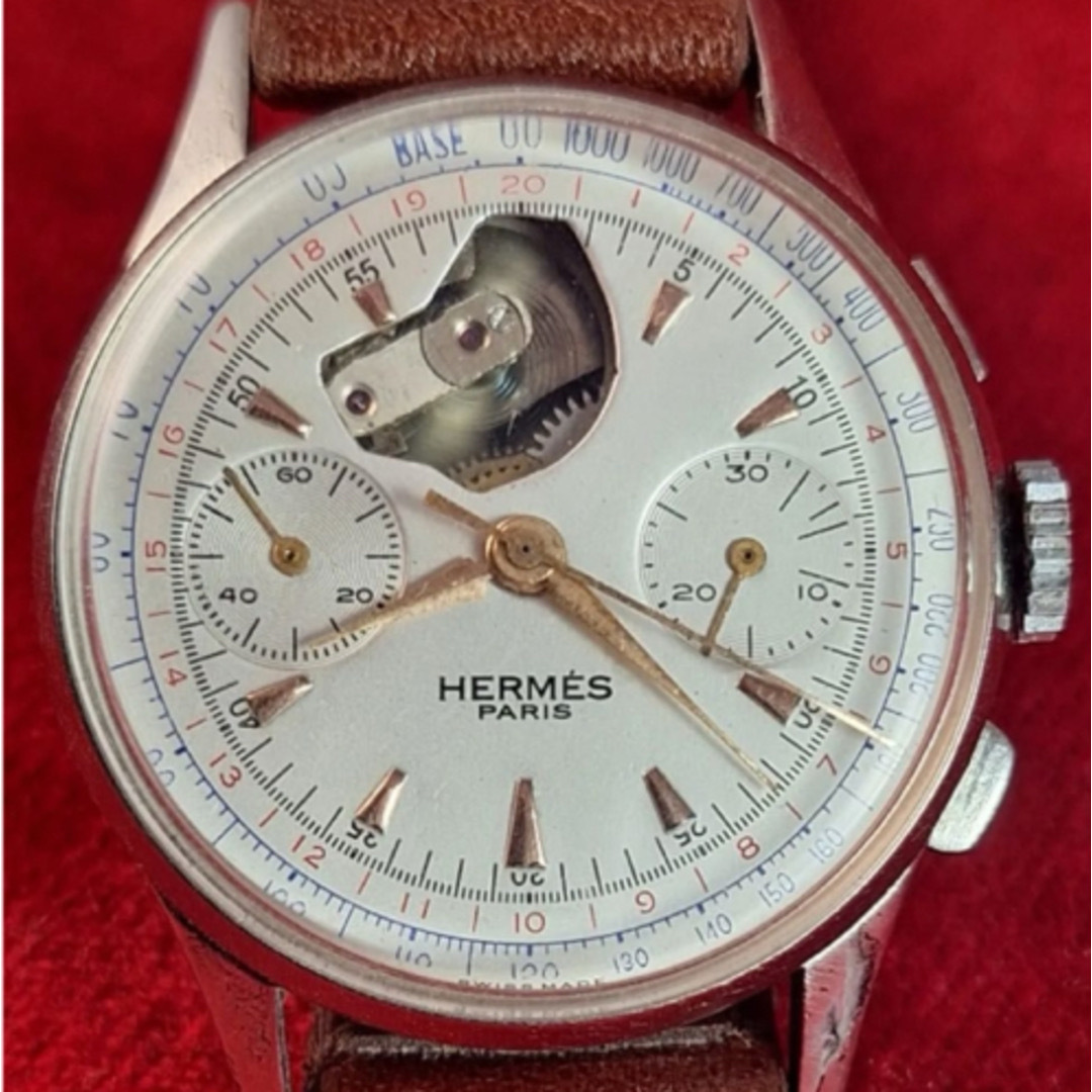Hermes(エルメス)のエルメスHELMESアンティーク　激レア　スケルトンクロノグラフ　稼働良好 メンズの時計(腕時計(アナログ))の商品写真