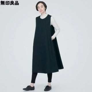 ムジルシリョウヒン(MUJI (無印良品))の■新品■  無印良品 起毛 ジャンパースカート  ／ダークネイビー／Ｍ(ひざ丈ワンピース)