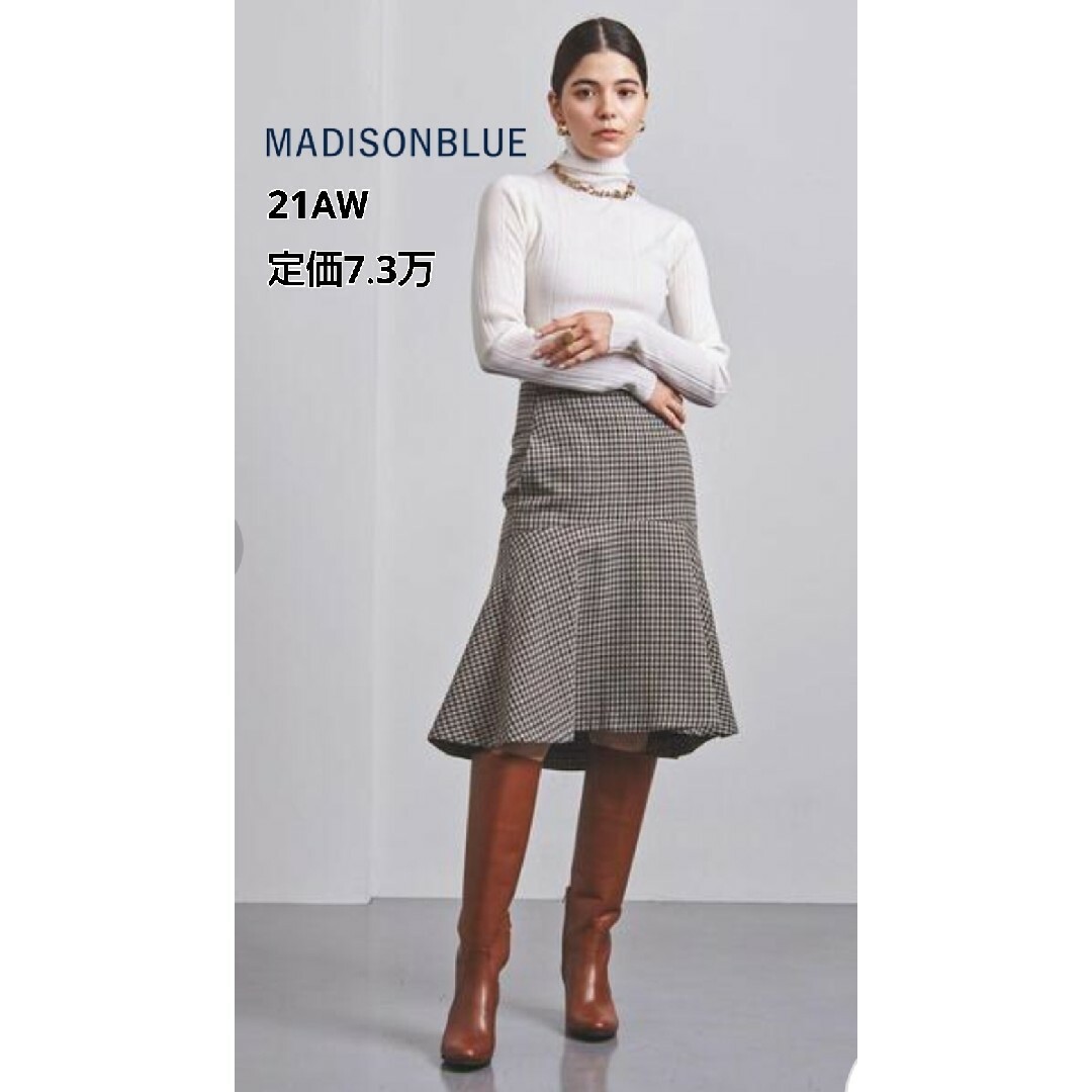 73700円00ウエスト超美品★MADISONBLUE★21AW★チェックフレアスカート★マーメイド★S