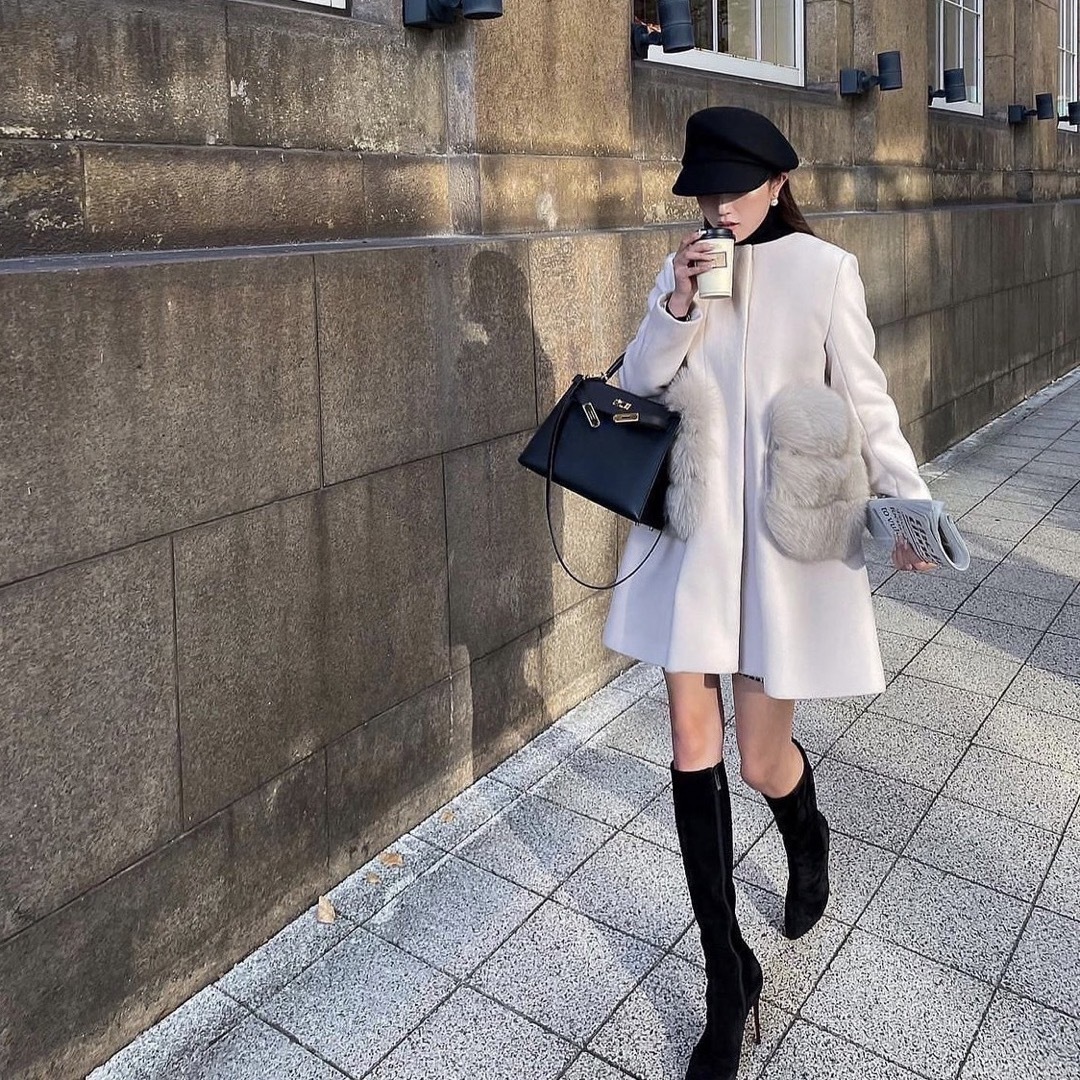 sheller Ladyラインポケットファーコート