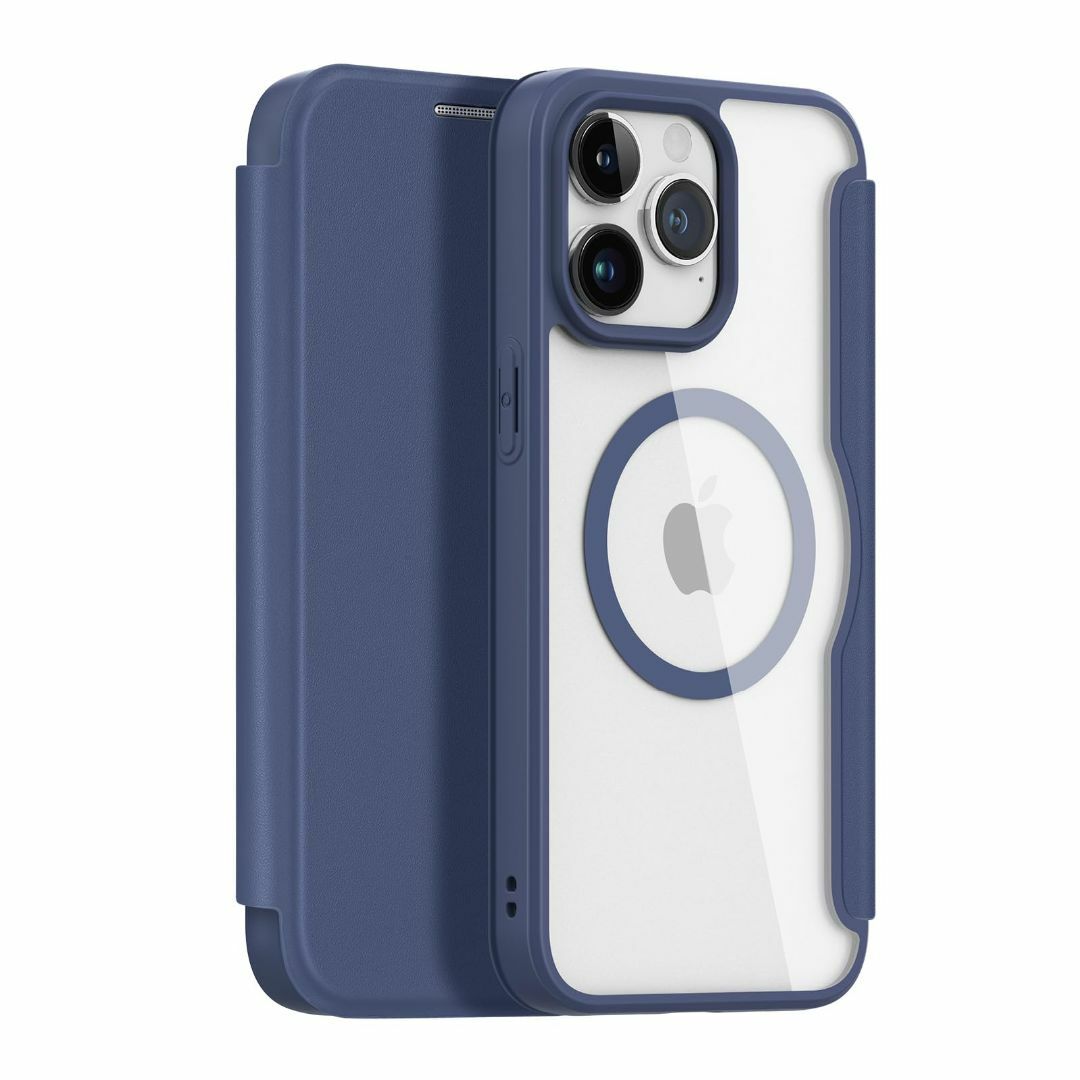 【色: ブルー】iPhone 15 Pro Max用 ケース 手帳型 背面クリア