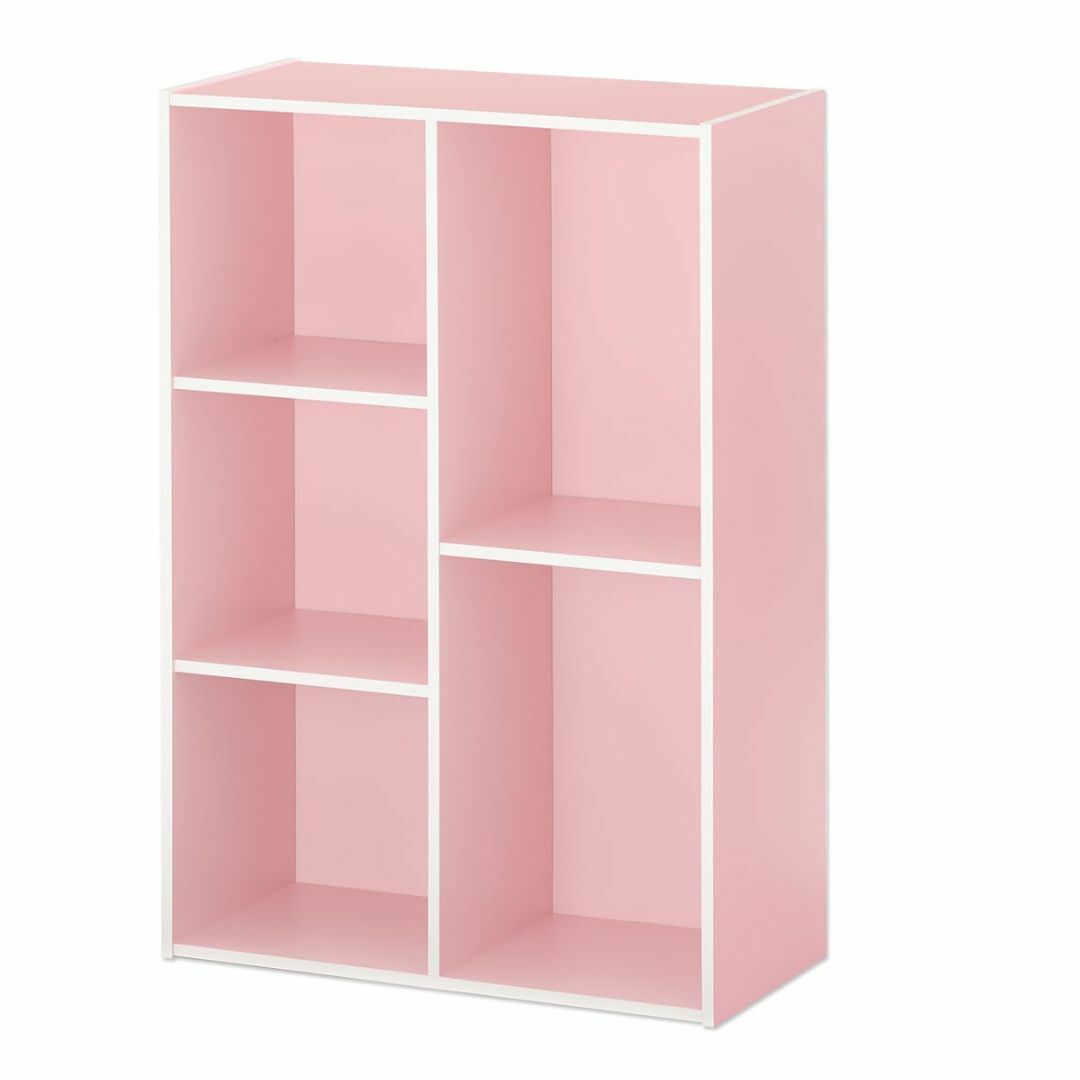 【色: ピンク】ぼん家具 カラーボックス 幅60×高さ89cm 木製 収納ケース