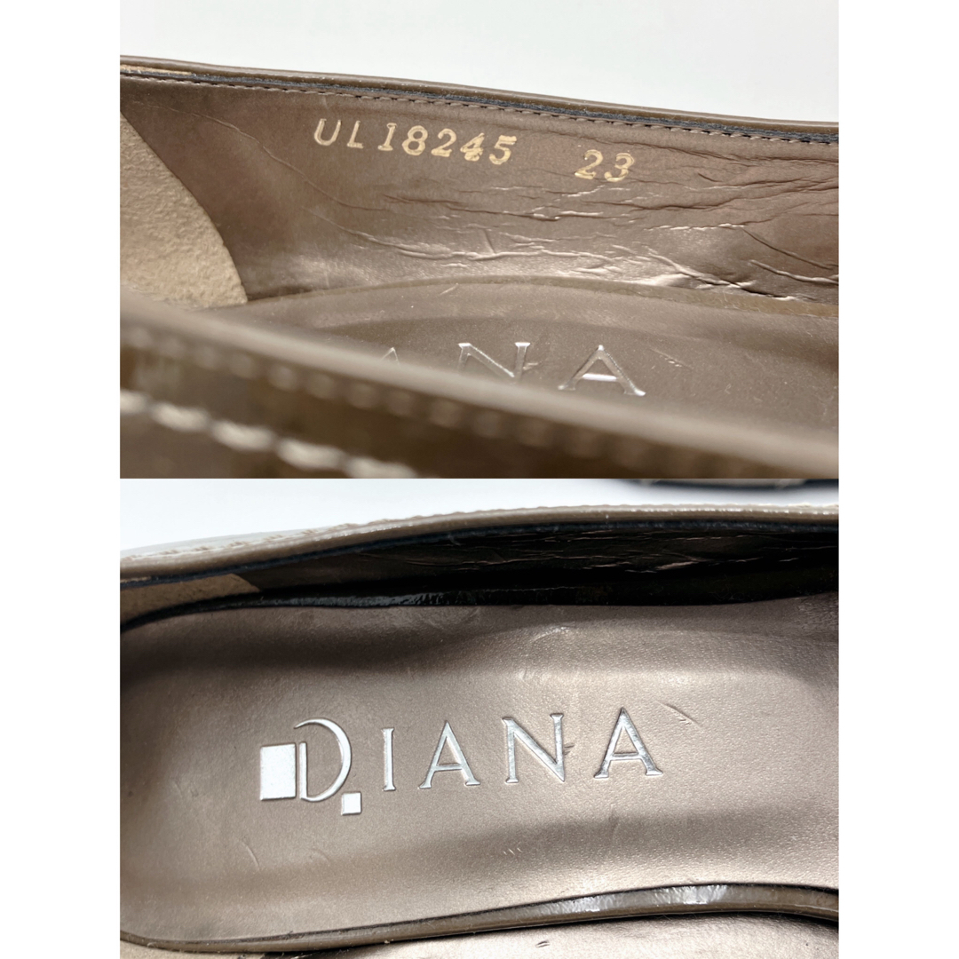 DIANA(ダイアナ)の【美品】DIANA ダイアナ パンプス エナメル カーキ ポインテッドトゥ レディースの靴/シューズ(ハイヒール/パンプス)の商品写真