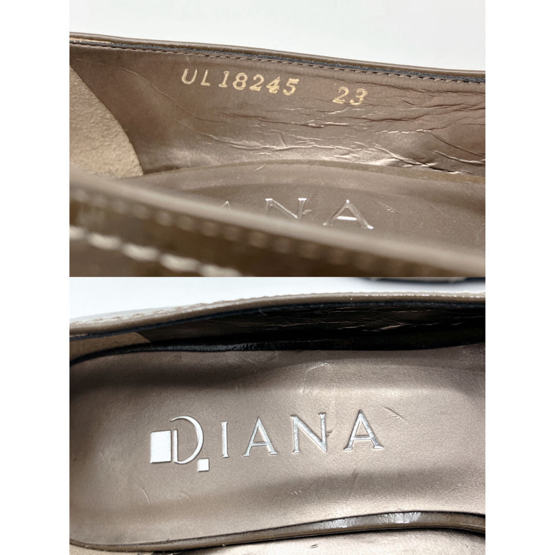 【美品】DIANA ダイアナ パンプス エナメル カーキ ポインテッドトゥ 9