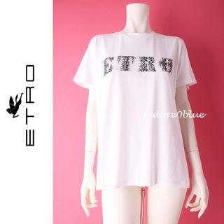 エトロ(ETRO)のエトロ*ペイズリー柄ロゴプリント コットンカットソー46/42(Tシャツ(半袖/袖なし))