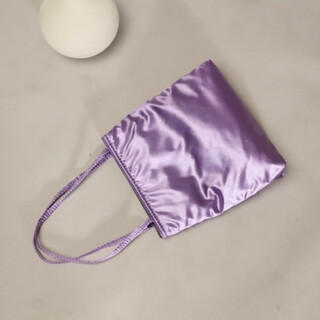 サテン ハンドバッグ 紫 パープル 無地 綺麗 美品 ミニトート マチあり(ハンドバッグ)