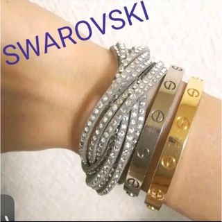 スワロフスキー(SWAROVSKI)の美品！スワロフスキー　ブレスレット　チョーカー　グレー(ブレスレット/バングル)