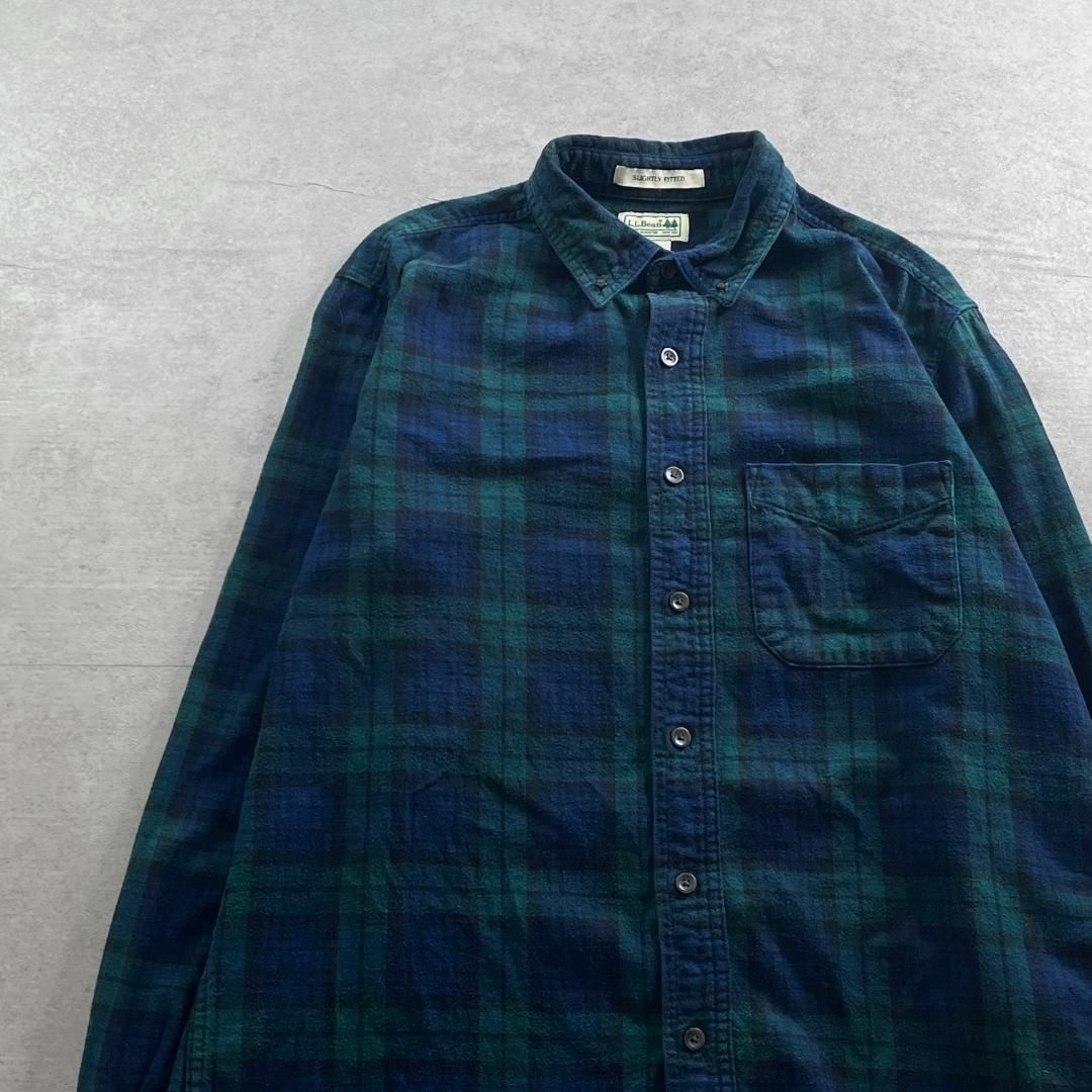 L.L.Bean エルエルビーン 長袖ネルシャツ 古着 グリーン ネイビー M | フリマアプリ ラクマ