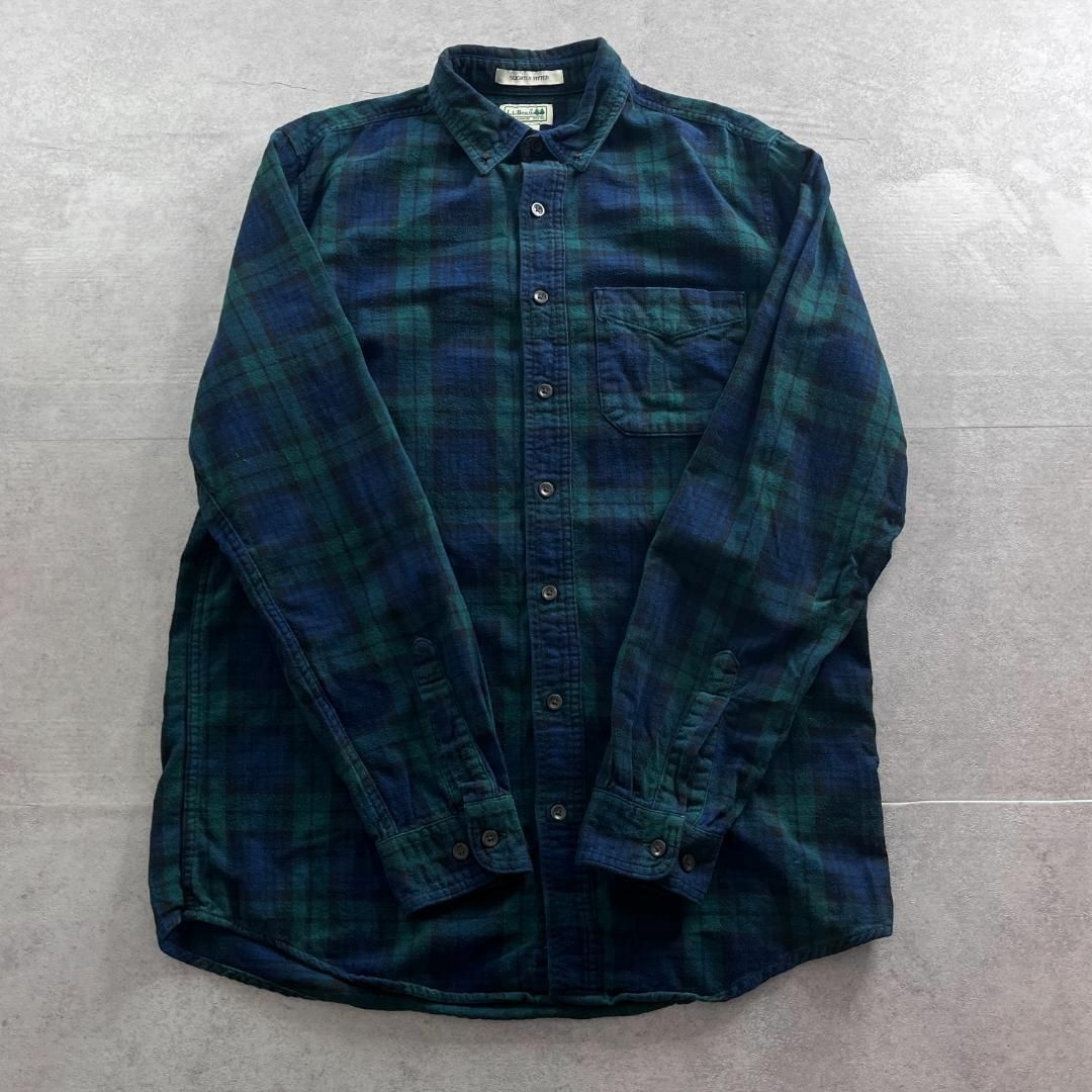 L.L.Bean エルエルビーン 長袖ネルシャツ 古着 グリーン ネイビー M