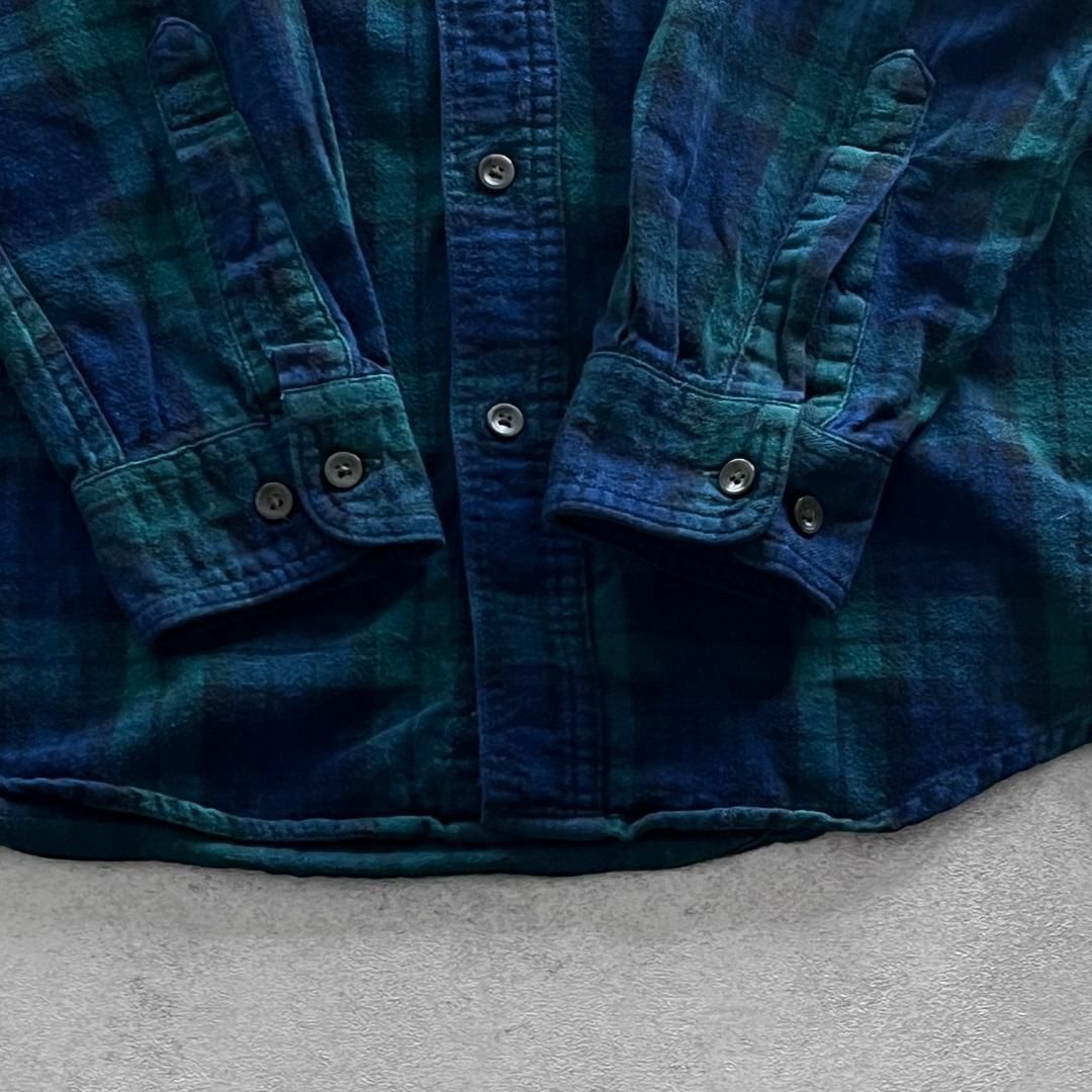 L.L.Bean エルエルビーン 長袖ネルシャツ 古着 グリーン ネイビー M