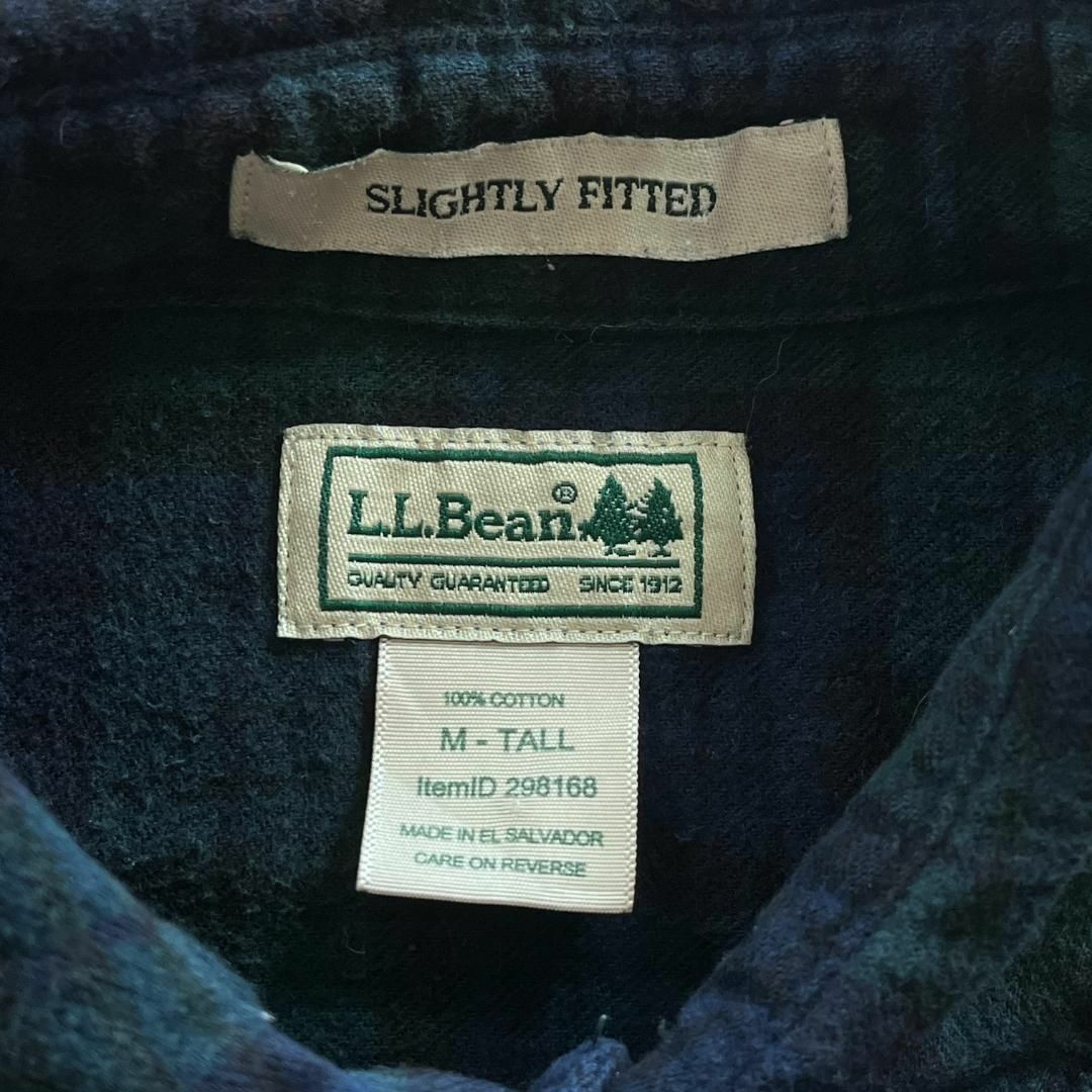 L.L.Bean エルエルビーン 長袖ネルシャツ 古着 グリーン ネイビー M