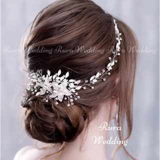 シルバーヘッドドレス高品質ボンネヘアアクセサリーウェディング結婚式ブライダル花(ヘッドドレス/ドレス)