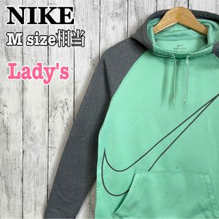 ナイキ(NIKE)のNIKE ビッグスウッシュ 指穴 ハイネック トラックジャケット 切り替え古着(パーカー)