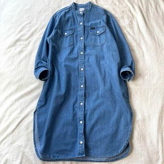 美品♪Lee リー　デニムワンピース　ロングワンピース　バンドカラー　ブルー