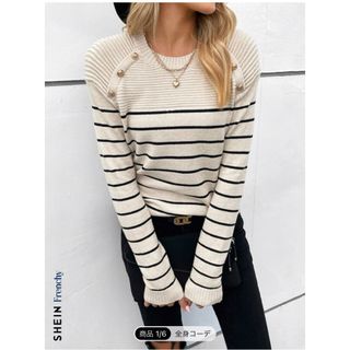 shein シーイン　ボーダーニット(ニット/セーター)