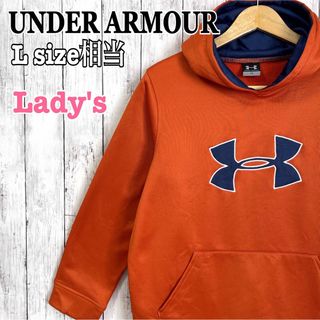 アンダーアーマー(UNDER ARMOUR)のアンダーアーマー プルオーバー トラックジャケット ビッグロゴ オレンジ 古着(パーカー)