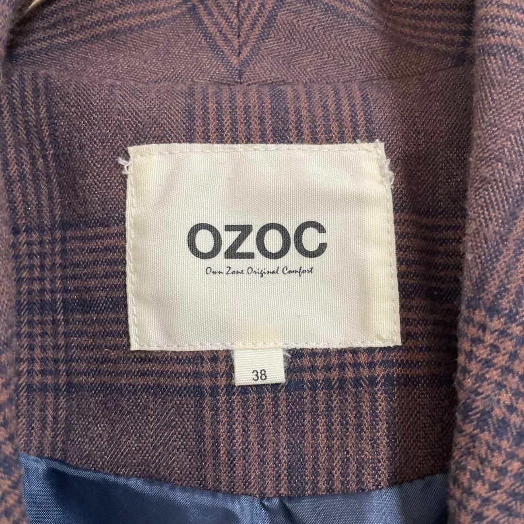 OZOC オゾック【38】レディース ジャケット コート チェック 秋 茶 7