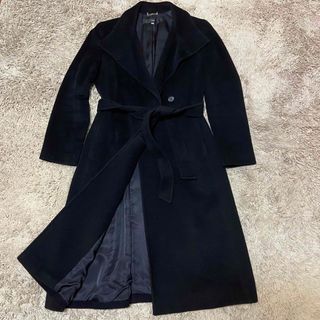 【美品】イネド カシミヤ100% ロングコート ベルテッドコート 黒 11