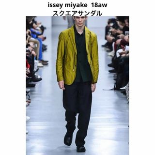 イッセイミヤケメン(ISSEY MIYAKE MEN)のissey miyake 18aw スクエアトゥ　サンダル　黒(サンダル)