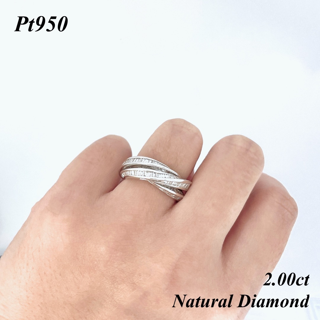 【新品 日本製】 Pt950 2カラット エタニティ 天然 ダイヤ リング 指輪 レディースのアクセサリー(リング(指輪))の商品写真