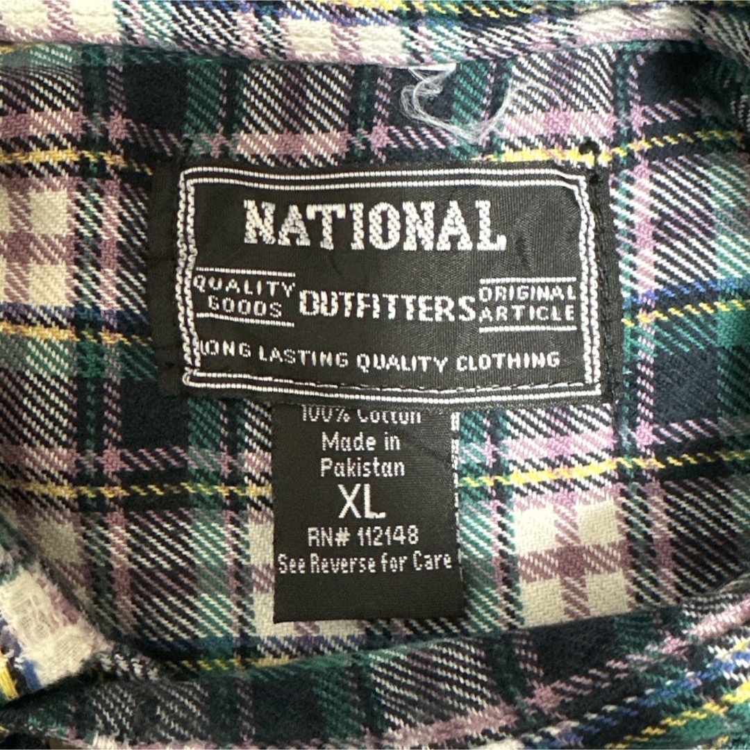 NATIONAL フランネルシャツ チェック オーバーサイズ 長袖 緑 海外古着 メンズのトップス(シャツ)の商品写真