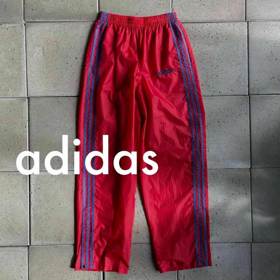 90s-00s古着 adidasアディダス ナイロン トラック パンツ L 赤 | フリマアプリ ラクマ