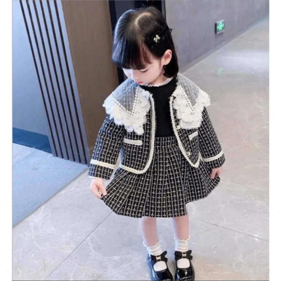 ツイード風セットアップ　140 キッズ/ベビー/マタニティのキッズ服女の子用(90cm~)(ドレス/フォーマル)の商品写真