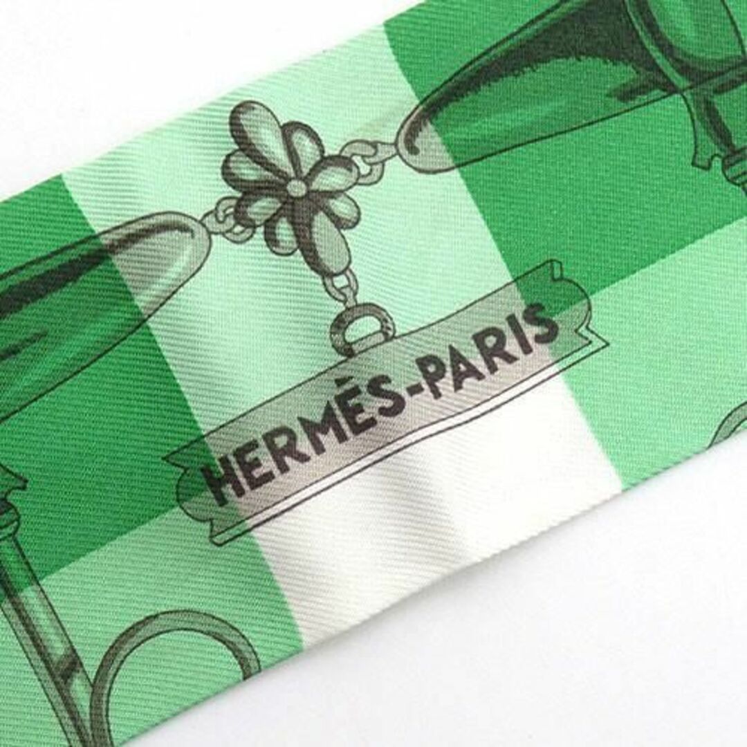 Hermes(エルメス)のエルメス スカーフ シルク ツイリー チェック グリーン 03745 レディースのファッション小物(バンダナ/スカーフ)の商品写真