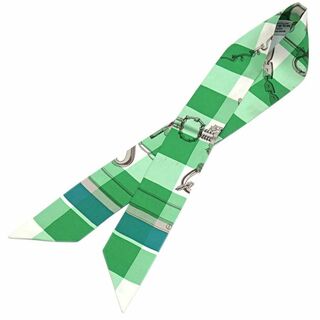 エルメス(Hermes)のエルメス スカーフ シルク ツイリー チェック グリーン 03745(バンダナ/スカーフ)