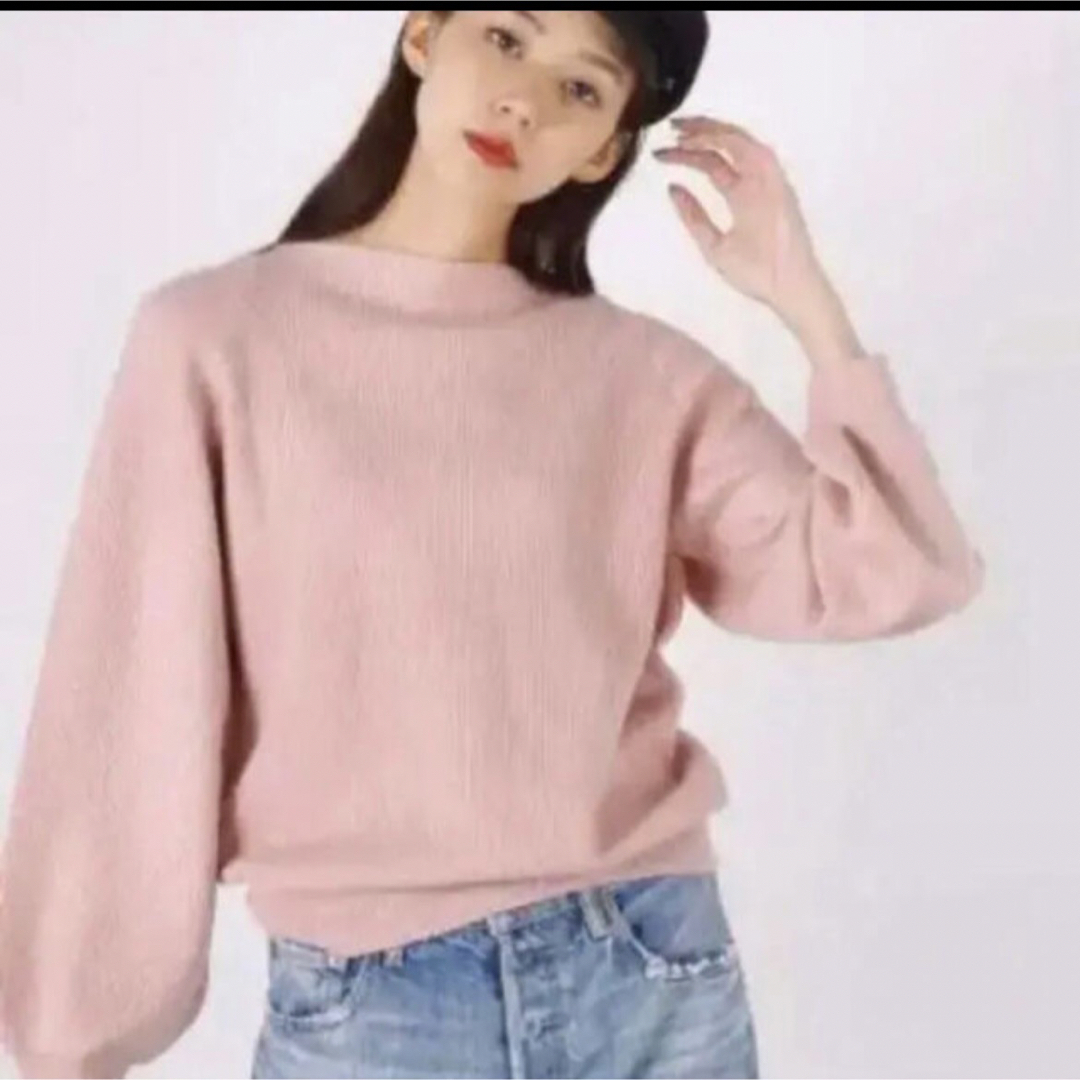 moussy(マウジー)のmoussy ボリュームスリーブニット ピンク レディースのトップス(ニット/セーター)の商品写真