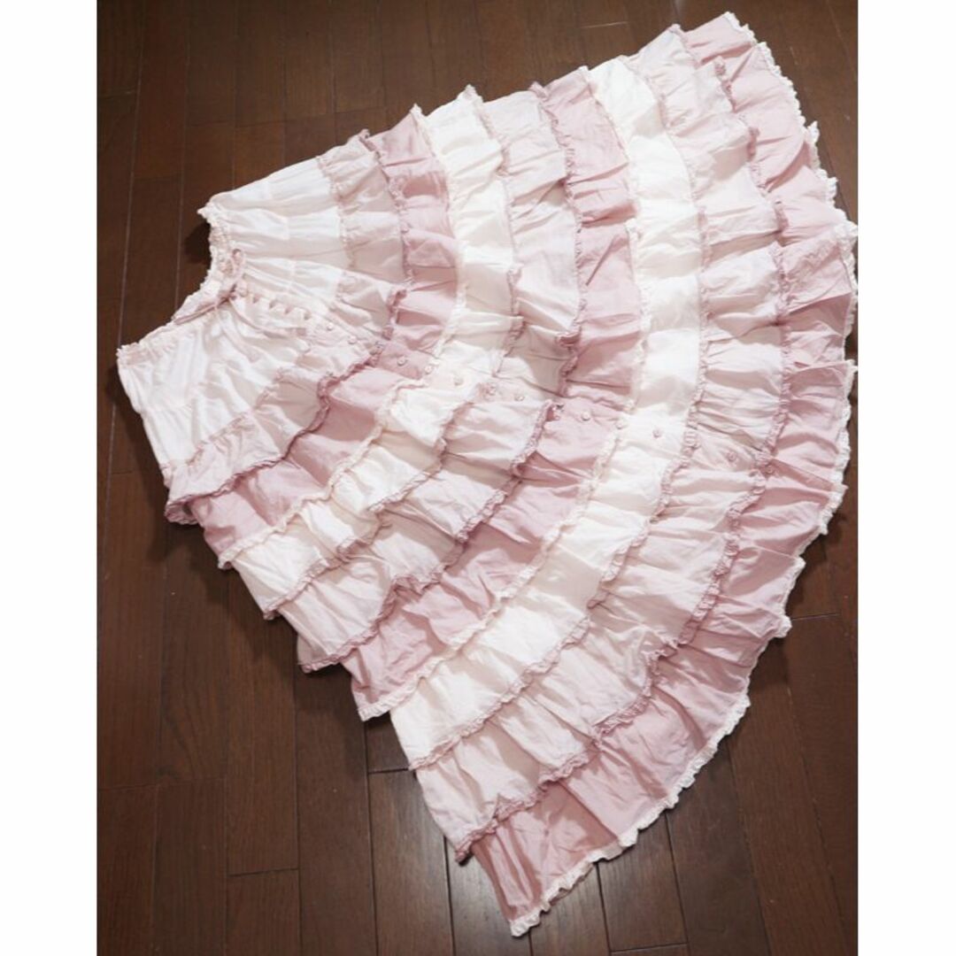 ピンクハウス♡グラデーションピンク♡綿ローンのフリルの段々スカート