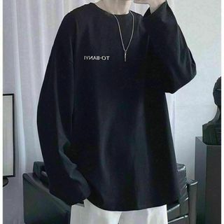 ロングスリーブ 長袖 Tシャツ　ユニセックス　ブラック　2XLサイズ　新品(Tシャツ(長袖/七分))