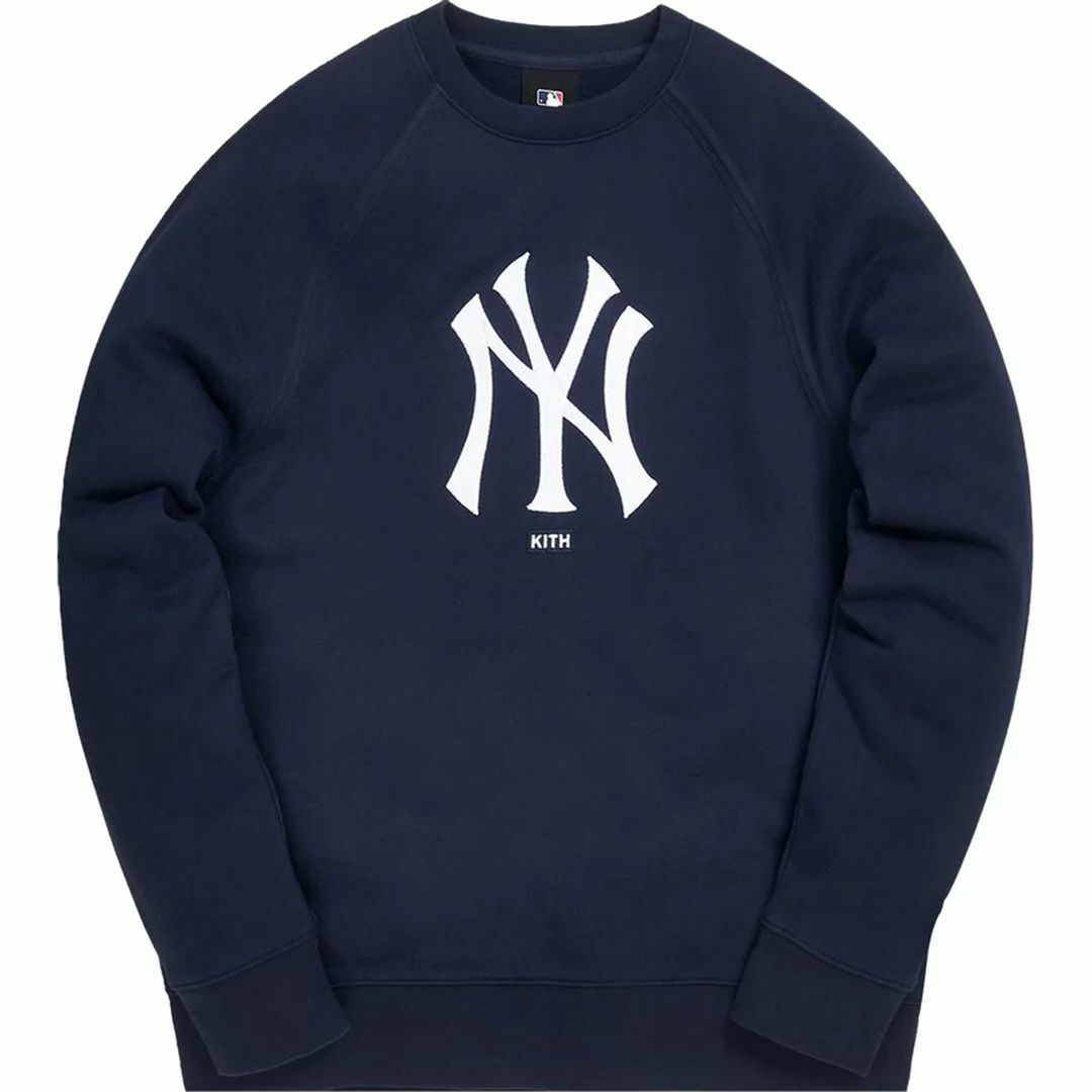 【美品】KITH(キス) MLB NYヤンキースロゴ スウェットトレーナー 紺M