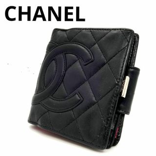 52 美品　CHANEL　マトラッセ　カンボンライン　ガマ口　コンパクト　黒