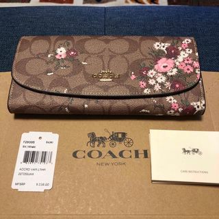 新品未使用COACHコーチストラップシグネチャー花柄長財布フラワープリント白6再