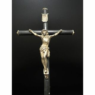 G411 フランス パリ 黒い 十字架 キリスト クロス ブラック ロザリオ(彫刻/オブジェ)