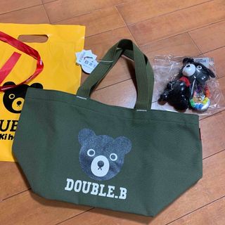 ダブルビー(DOUBLE.B)のDOUBLE.B  トートバッグカーキ色とビー君キーホルダー⭐︎(トートバッグ)