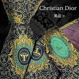クリスチャンディオール(Christian Dior)の✨美品✨ Christian Dior ブラック イエロー グリーン 総柄(ネクタイ)