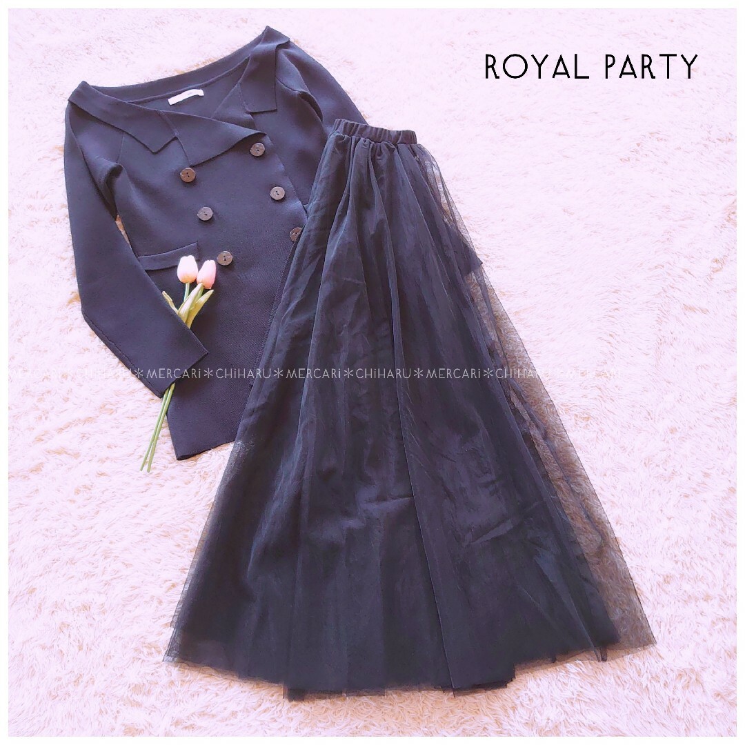 《ROYAL PARTY》テーラーニット×チュールスカートワンピース