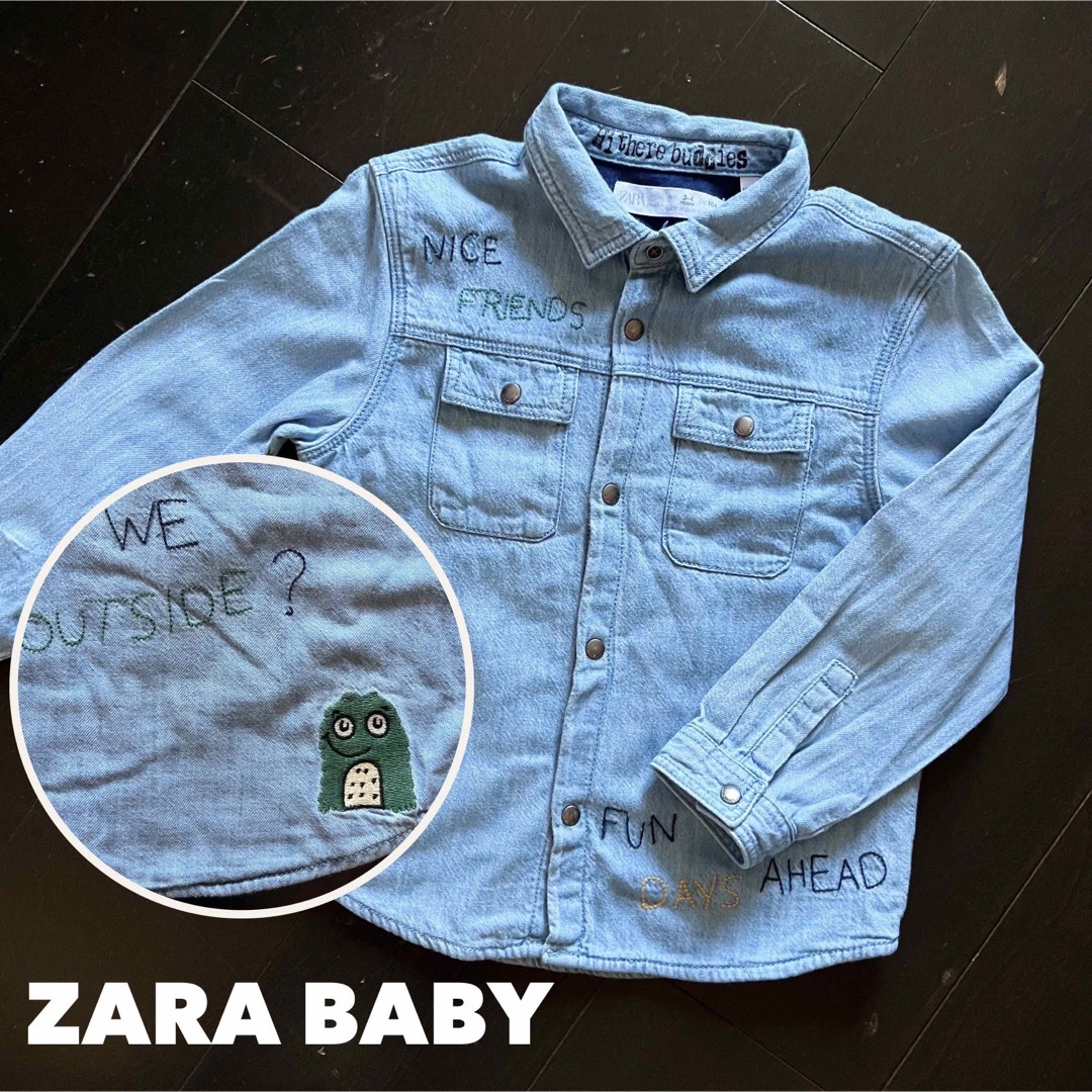 ZARA KIDS(ザラキッズ)のZARA BABY 104cm 刺繍ダンガリーシャツ キッズ/ベビー/マタニティのキッズ服男の子用(90cm~)(ブラウス)の商品写真