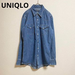 ユニクロ(UNIQLO)のst36 ユニクロ UNIQLO デニムシャツ長袖シャツ インディゴ カジュアル(シャツ)