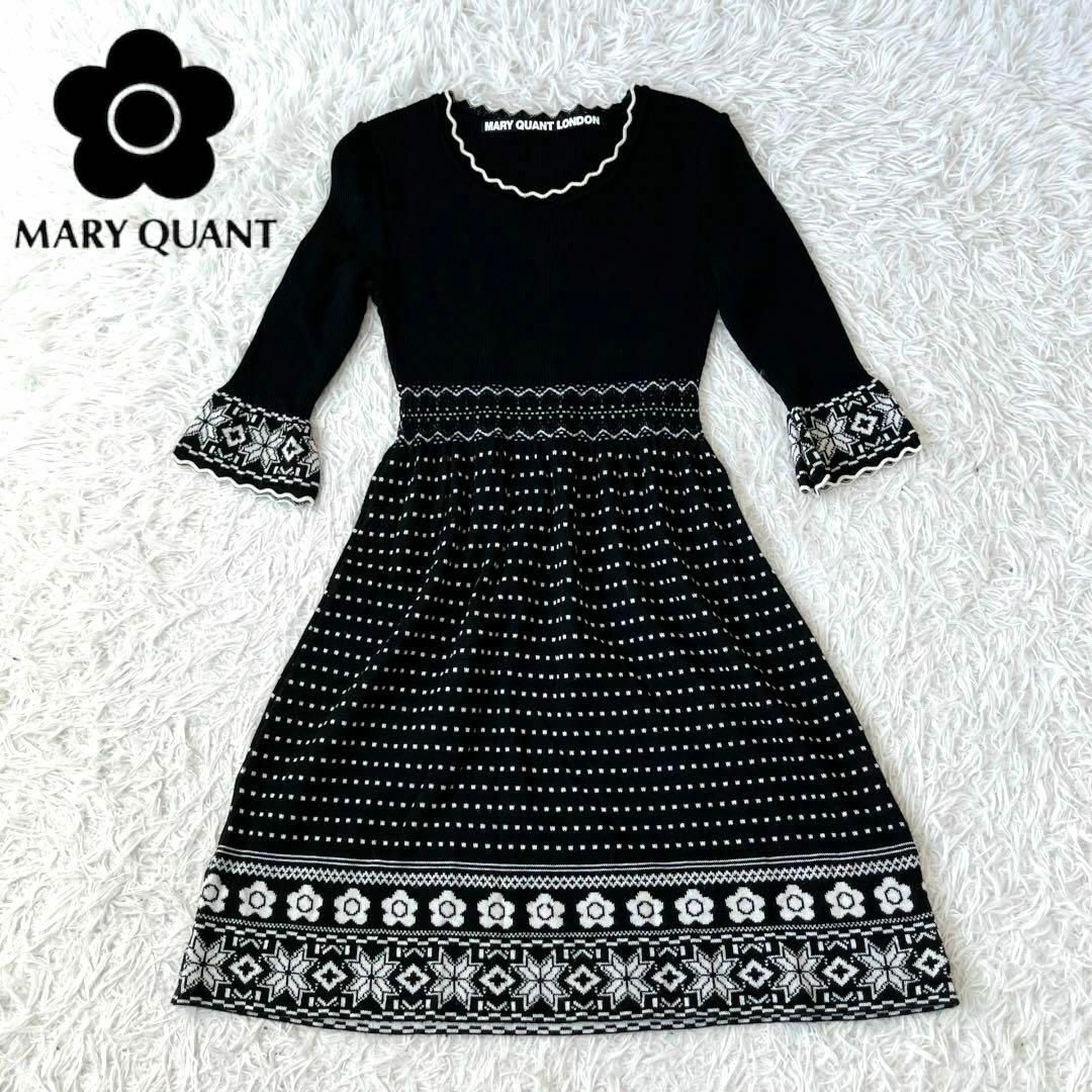 MARYQUANT マリークワント　マリクワ　花柄　柄　リブ　ニット　ワンピース