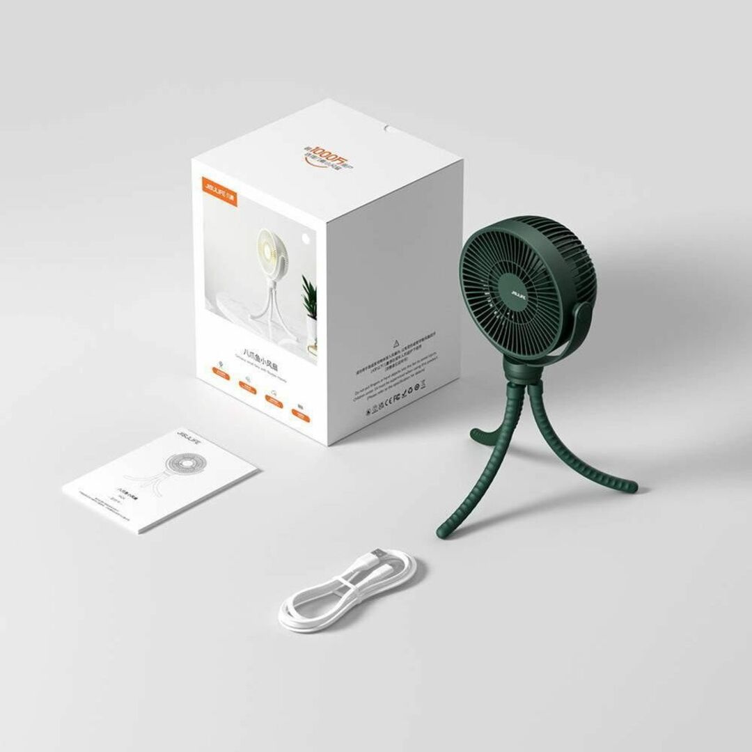 【000040FM2】タコ足 ファン グリーン 小型扇風機 スマホ/家電/カメラの冷暖房/空調(扇風機)の商品写真