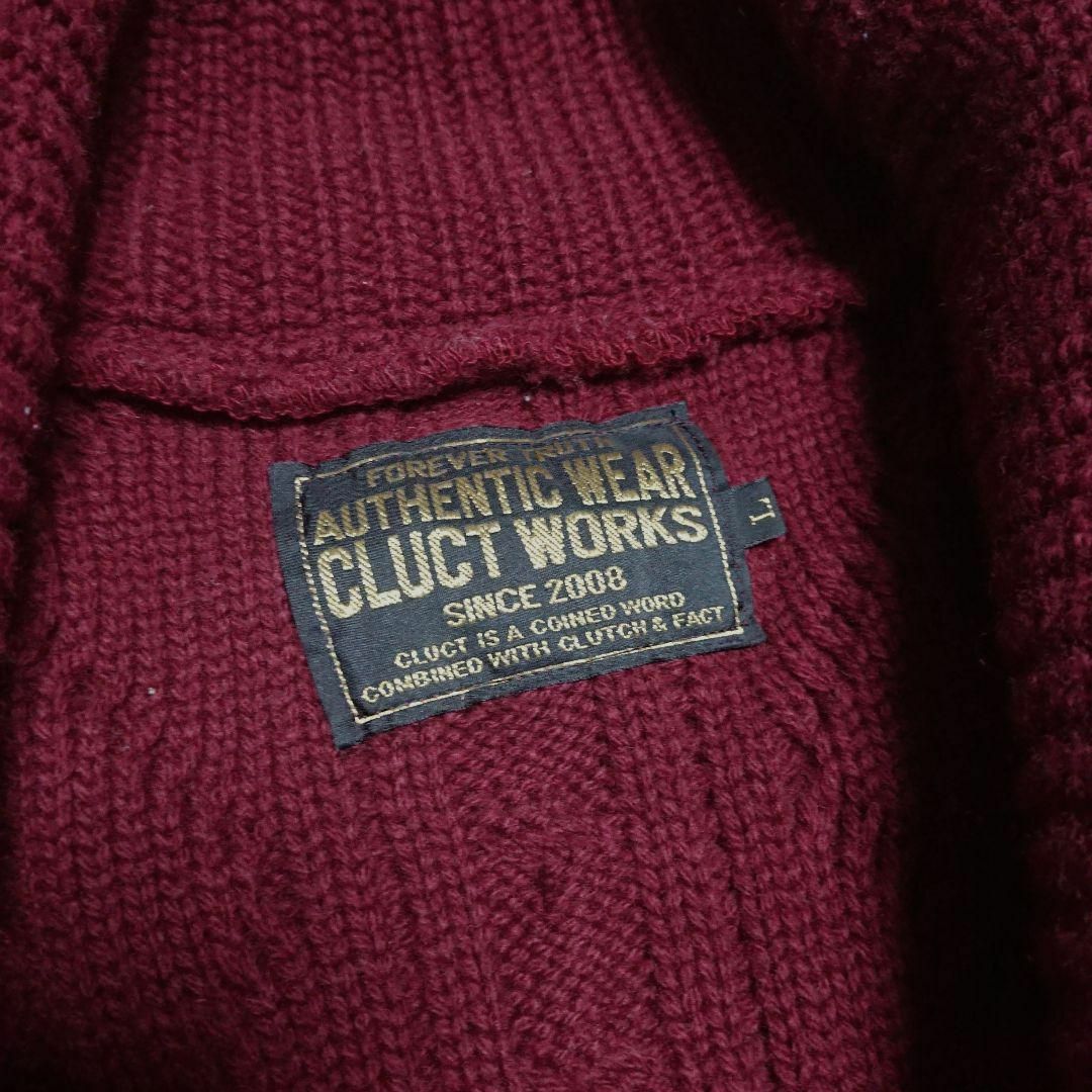 CLUCT(クラクト)の【CLUCT WORKS】カギ編みニットカーディガン L レッド メンズのトップス(カーディガン)の商品写真