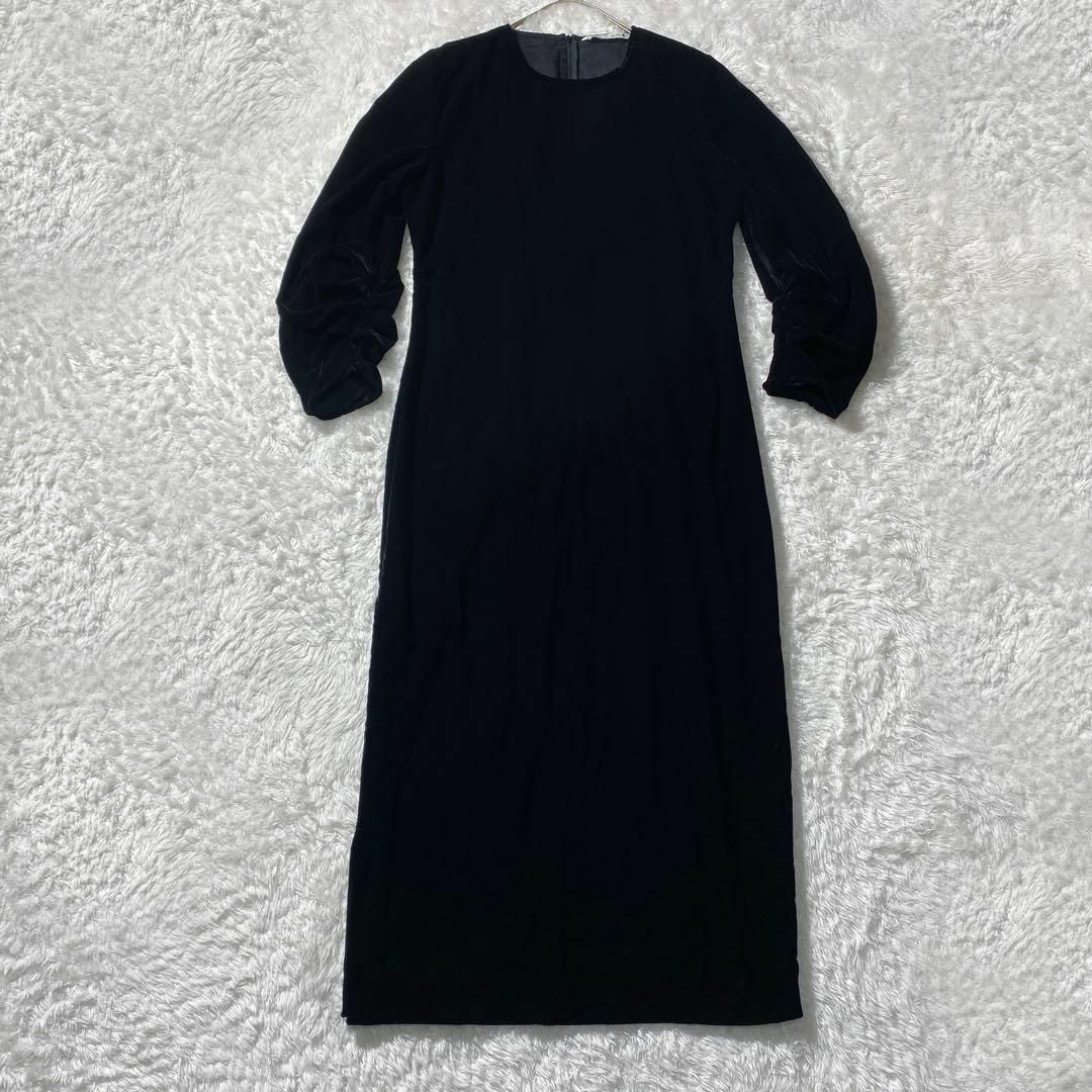 【極美品】ZARAザラ ベロア ギャザースリーブワンピース ドレス 大きいサイズ