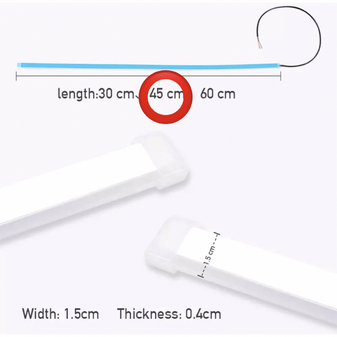 カット可能 シーケンシャル高輝度LED 45センチ ブルー 自動車/バイクの自動車(車外アクセサリ)の商品写真