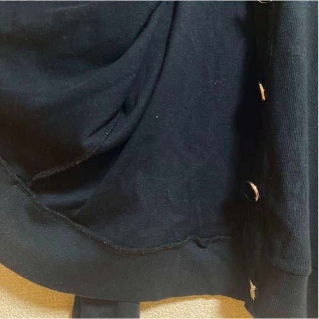 st38 associer 薄手トップスニット 黒 LL 長袖 大きめボタン レディースのトップス(カットソー(長袖/七分))の商品写真