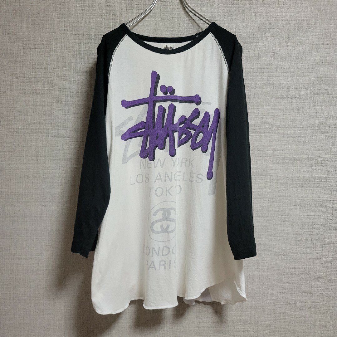 【希少】Vintage 90s STUSSY 七分丈 ラグランTシャツ 長袖 1